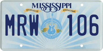 MS license plate MRW106