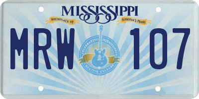 MS license plate MRW107