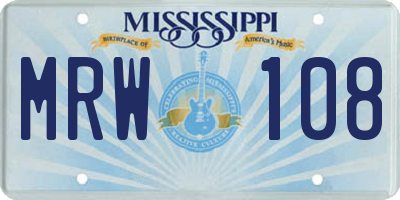 MS license plate MRW108