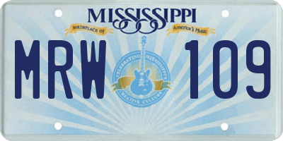 MS license plate MRW109