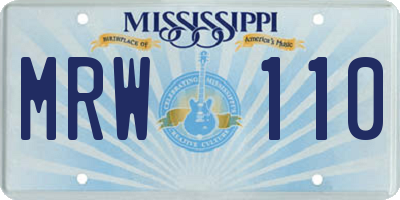 MS license plate MRW110