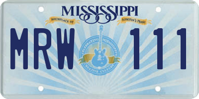 MS license plate MRW111