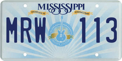 MS license plate MRW113