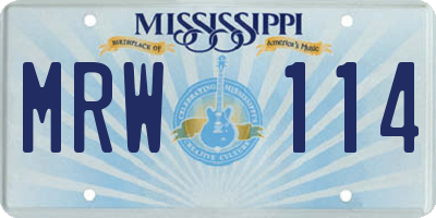 MS license plate MRW114
