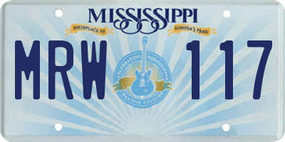 MS license plate MRW117