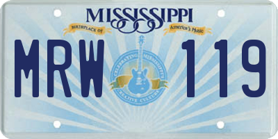 MS license plate MRW119