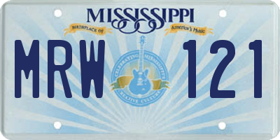MS license plate MRW121