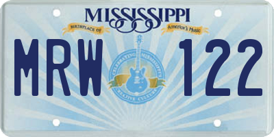 MS license plate MRW122