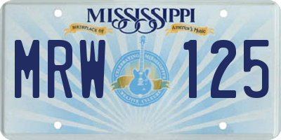 MS license plate MRW125