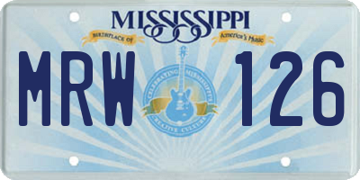 MS license plate MRW126
