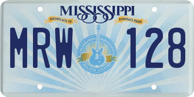 MS license plate MRW128