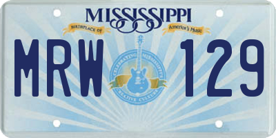 MS license plate MRW129