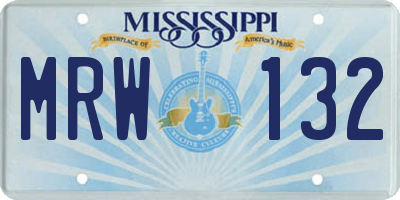 MS license plate MRW132