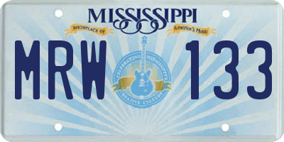 MS license plate MRW133
