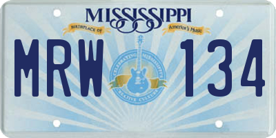 MS license plate MRW134