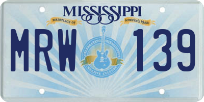 MS license plate MRW139