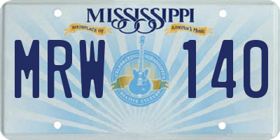 MS license plate MRW140
