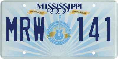 MS license plate MRW141