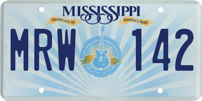 MS license plate MRW142