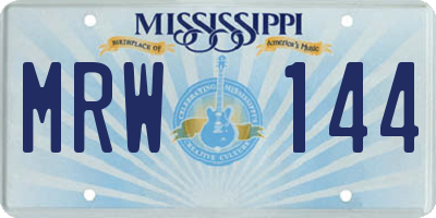 MS license plate MRW144