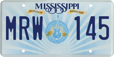MS license plate MRW145