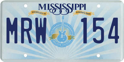 MS license plate MRW154