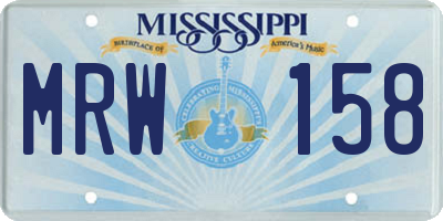 MS license plate MRW158