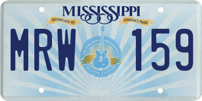 MS license plate MRW159