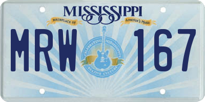 MS license plate MRW167
