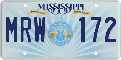 MS license plate MRW172
