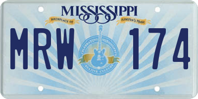 MS license plate MRW174