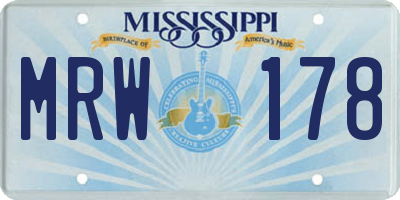 MS license plate MRW178