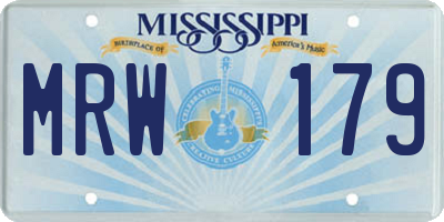 MS license plate MRW179