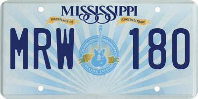 MS license plate MRW180