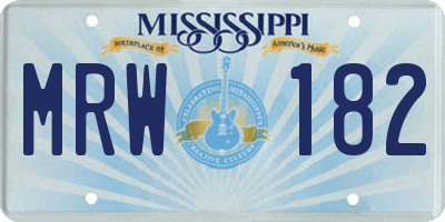 MS license plate MRW182