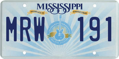 MS license plate MRW191