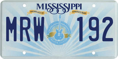 MS license plate MRW192