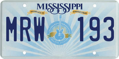 MS license plate MRW193