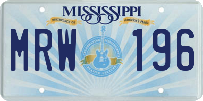 MS license plate MRW196