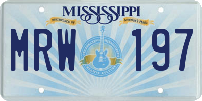 MS license plate MRW197