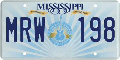 MS license plate MRW198