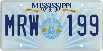 MS license plate MRW199