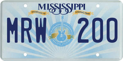 MS license plate MRW200