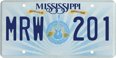 MS license plate MRW201