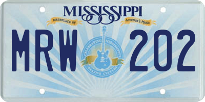 MS license plate MRW202