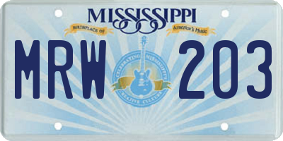 MS license plate MRW203
