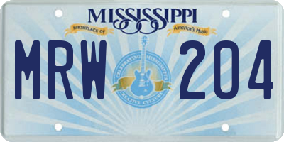 MS license plate MRW204