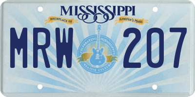 MS license plate MRW207