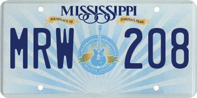 MS license plate MRW208