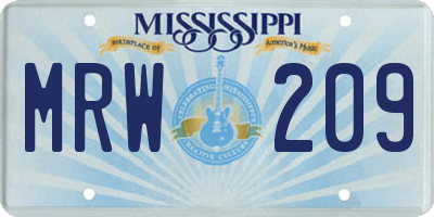 MS license plate MRW209